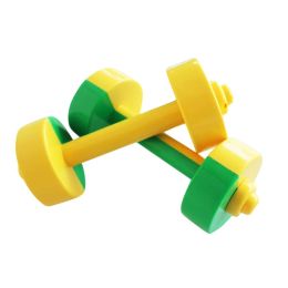 2Pairs Plastic Hand Dumbbells Home Gym Morning Exercises Toys for Boys Girls,Yellow Green