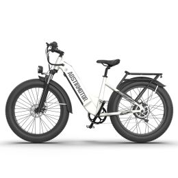 AOSTIRMOTOR new pattern 26" 1000W Electric Bike Fat Tire 52V30AH Removable Lithium Battery for Adults(white)