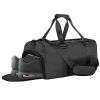 YSSOA Gym Bag for Women and Men; Waterproof Duffel Bag Shoes Compartment; Lightweight Carry; Black; 19 Inch