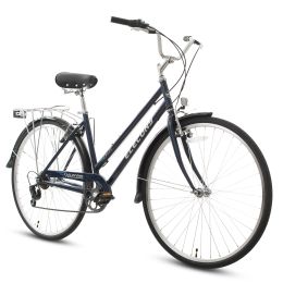 S27152 Elecony Freeland 27.5 Inch Unisex Cruiser Bike; Retro Step-Through High-Carbon Steel Frame; V-Brake/Coaster Brake; Beach Casual Commuter Hybrid