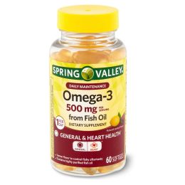 Spring Valley Omega-3 Fish OilÃ¢â‚¬Â  Softgels;  500 mg;  60 Count