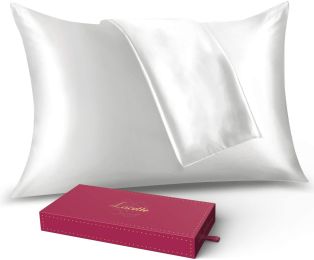 Silk Pillowcase for Hair and Skin;  Lacette 25 Momme 100 Percentage 6A Soft Silk Pillow Case with Hidden Zipper;  A Side Silk;  B Side Microfiber;  1P