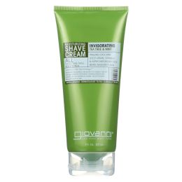 Giovanni Moisturizing Shave Cream All Skin Types Men and Women Refreshing Invigorating Tea Tree and Mint - 7 fl oz