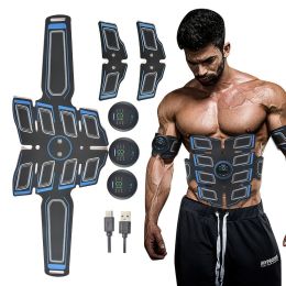 EMS Fitness Apparatus Set; Smart Fitness Stickers For Abdominal Muscle And Upper Arm Muscle Exercise; Abdominal Workout; Home Office Fitness Workout E (Color: black)