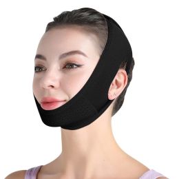 V Line Face Shaper Elastic Face Slimming Bandage Chin Cheek Lift Up Belt Women Face Skin Care Beauty Tools Facial Massage Strap (Color: black)