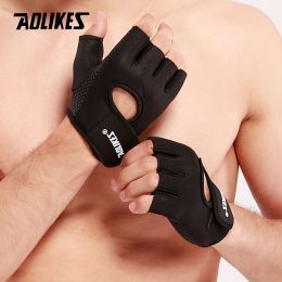 Aolikes 1pair Unisex Fitness Workout Gloves For Weightlifting Cycling Exercise Training Pull Ups Fitness Climbing And Rowing (Color: black, size: L)