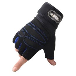 Gloves Weight Exercises Half Finger Lifting Gloves Body Building Training Sport Gym Fitness Gloves for Men Women (Color: Blue, size: Xl)