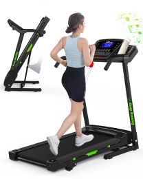 FYC Folding Treadmill for Home Office Use Walking Jogging Running Machine Incline Treadmill 330LBS Weight Capacity Foldable Compact Treadmill with LED (Color: green)