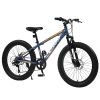 S24109 Elecony 24 Inch Fat Tire Bike Adult/Youth Full Shimano 7 Speeds Mountain Bike; Dual Disc Brake; High-Carbon Steel Frame; Front Suspension; Moun