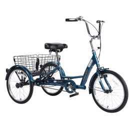 26&quot; European Adult Tricycles 3 Wheel W/Installation Tools with Low Step-Through; Large Basket; Tricycle for Adults; Women; Men (Color: As Pic)