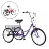 Adult Folding Tricycles 3 Wheel W/Installation Tools with Low Step-Through; Large Basket; Foldable Tricycle for Adults; Women; Men