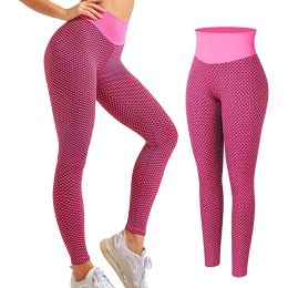 TIK Tok Leggings Women Butt Lifting Workout Tights Plus Size Sports High Waist Yoga Pants (Color: Pink, size: S)