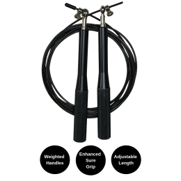 Weighted Jump Rope with Adjustable Steel Wire Cable (Color: black)