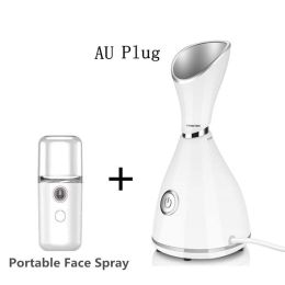 Face Steamer Machine SPA Sprayer Sauna Facial Humidifier Skin Care Facial Vaporizer Vapeur Visage Nebulizador Limpiador Digester (Color: Au Plug Kit 1)