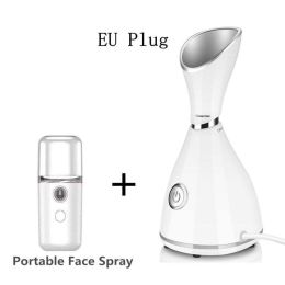 Face Steamer Machine SPA Sprayer Sauna Facial Humidifier Skin Care Facial Vaporizer Vapeur Visage Nebulizador Limpiador Digester (Color: Eu Plug Kit 1)