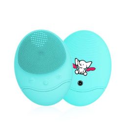 Electric Facial Cleaning Brush Cleanser Massage Skin Face Care Mini Washing Machine Waterproof Silicone Dirt Remove SPA Tool (Color: green)