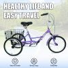 Adult Folding Tricycle ; Foldable 20 inch 3 Wheel Bikes; Single Speed Portable Cruiser Bicycles with Shopping Basket for Seniors; Women; Men