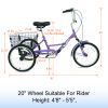 Adult Folding Tricycle ; Foldable 20 inch 3 Wheel Bikes; Single Speed Portable Cruiser Bicycles with Shopping Basket for Seniors; Women; Men