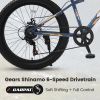 S24109 Elecony 24 Inch Fat Tire Bike Adult/Youth Full Shimano 7 Speeds Mountain Bike; Dual Disc Brake; High-Carbon Steel Frame; Front Suspension; Moun