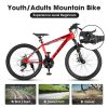 Elecony 24 inch Mountain Bike for Teenagers; Shimano 21 speed mechanical disc brake; black/red/green