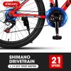 Elecony 24 inch Mountain Bike for Teenagers; Shimano 21 speed mechanical disc brake; black/red/green