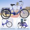 Adult Tricycle Trikes; 3-Wheel Bikes; 24 Inch Wheels 7 Speed Cruiser Bicycles with Large Shopping Basket for Women and Men