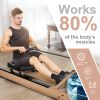 Water Rowing Machine Indoor Wooden Exercise Equipment Home Gym with LCD Monitor