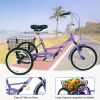 Adult Folding Tricycle ; Foldable 20 inch 3 Wheel Bikes; Single Speed Portable Cruiser Bicycles with Shopping Basket for Seniors; Women; Men