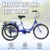 Adult Tricycle Trikes; 3-Wheel Bikes; 24 Inch Wheels 7 Speed Cruiser Bicycles with Large Shopping Basket for Women and Men