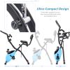 Folding Exercise Bike; Fitness Upright and Recumbent X-Bike with 10-Level Adjustable Resistance; Arm Bands and Backrest